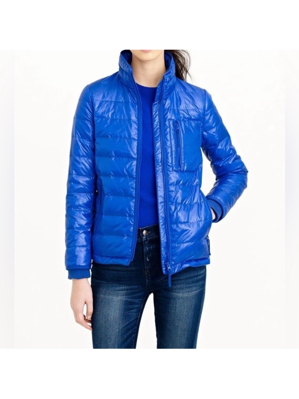 J. Crew Lightweight Royal Blue DOWN Puffer Quilted Jacket. XXS.
